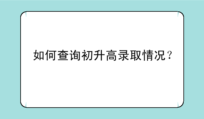 如何查询初升高录取情况？