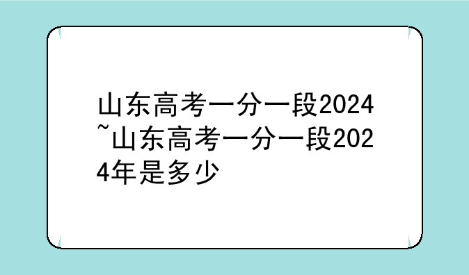 山东高考一分一段2024~山东高考一分一段2024年是多少