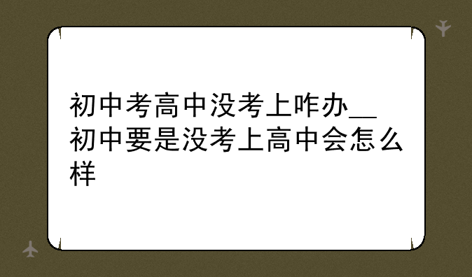 初中考高中没考上咋办__初中要是没考上高中会怎么样