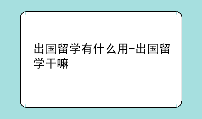 出国留学有什么用-出国留学干嘛