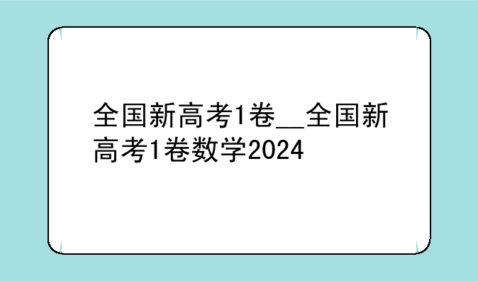 全国新高考1卷__全国新高考1卷数学2024